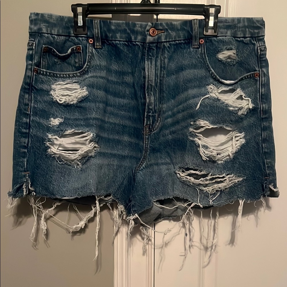 American Eagle Outfitters Blue Distressed Jean Shorts